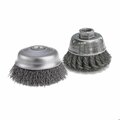 Cgw Abrasives Premium Cup Brush, 4 in Dia Brush, 5/8-11 Arbor Hole, 0.02 in Dia Filament/Wire, Crimped, Carbon Ste 60110